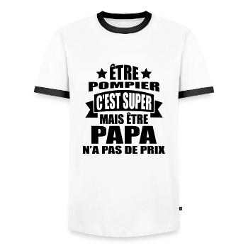 être pompier c'est super être papa pas de prix - T-shirt contrasté Homme - blanc/noir - Devant - AI Model Female 172 light (172cm) & AI Model Male 178 dark (178cm)