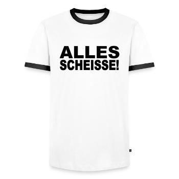 Alles Scheisse! - Männer Kontrast-T-Shirt - Weiß/Schwarz - Vorne - AI Model Female 172 light (172cm) & AI Model Male 178 dark (178cm)