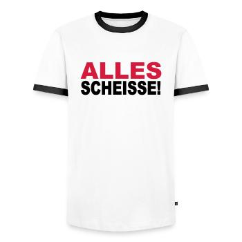 Alles Scheisse! - Männer Kontrast-T-Shirt - Weiß/Schwarz - Vorne - AI Model Female 172 light (172cm) & AI Model Male 178 dark (178cm)