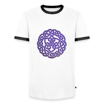 Celtic knot purple - Men's Ringer Shirt - white/black - Front - AI Model Female 172 light (172cm) & AI Model Male 178 dark (178cm)