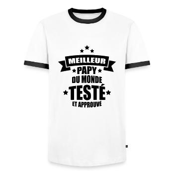 meilleur papy du monde testé et approuvé - T-shirt contrasté Homme - blanc/noir - Devant - AI Model Female 172 light (172cm) & AI Model Male 178 dark (178cm)