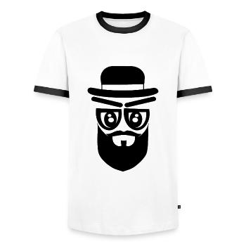 Gesicht mit Hut und Bart - Männer Kontrast-T-Shirt - Weiß/Schwarz - Vorne - AI Model Female 172 light (172cm) & AI Model Male 178 dark (178cm)