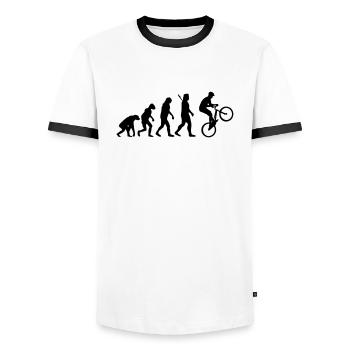 Radsport - Männer Kontrast-T-Shirt - Weiß/Schwarz - Vorne - AI Model Female 172 light (172cm) & AI Model Male 178 dark (178cm)