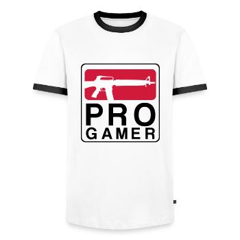 PRO GAMER - Men's Ringer Shirt - white/black - Front - AI Model Female 172 light (172cm) & AI Model Male 178 dark (178cm)