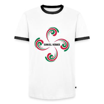 Croix Basque - T-shirt contrasté Homme - blanc/noir - Devant - AI Model Female 172 light (172cm) & AI Model Male 178 dark (178cm)