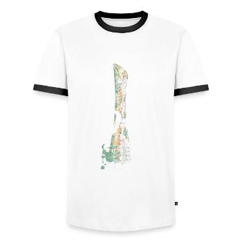 Sheikh Khalifa Stadion, Doha - Männer Kontrast-T-Shirt - Weiß/Schwarz - Vorne - AI Model Female 172 light (172cm) & AI Model Male 178 dark (178cm)