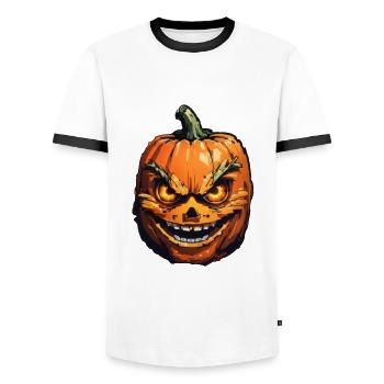 Halloween Kürbis - Männer Kontrast-T-Shirt - Weiß/Schwarz - Vorne - AI Model Female 172 light (172cm) & AI Model Male 178 dark (178cm)