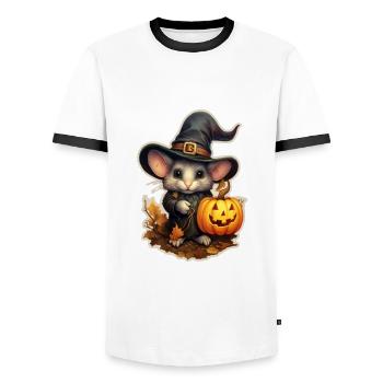 Halloween Maus - Männer Kontrast-T-Shirt - Weiß/Schwarz - Vorne - AI Model Female 172 light (172cm) & AI Model Male 178 dark (178cm)