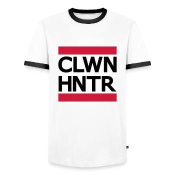 Chasseur de clown - T-shirt contrasté Homme - blanc/noir - Devant - AI Model Female 172 light (172cm) & AI Model Male 178 dark (178cm)