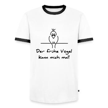 Early Bird - Men's Ringer Shirt - white/black - Front - AI Model Female 172 light (172cm) & AI Model Male 178 dark (178cm)