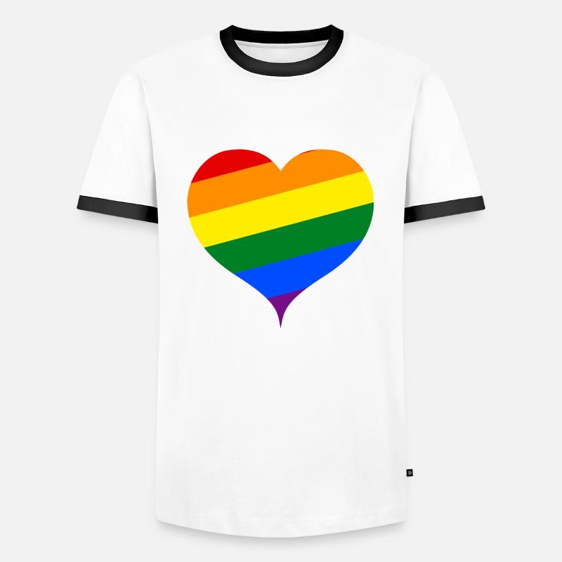 Das Regenbogen-Herz ;) - Männer Kontrast-T-Shirt - Weiß/Schwarz