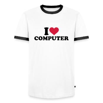 I love Computer - T-shirt contrasté Homme - blanc/noir - Devant - AI Model Female 172 light (172cm) & AI Model Male 178 dark (178cm)