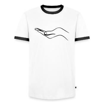 Main-tenir sur get - T-shirt contrasté Homme - blanc/noir - Devant - AI Model Female 172 light (172cm) & AI Model Male 178 dark (178cm)