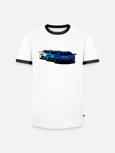Course de voiture de sport de voiture art - T-shirt contrasté Homme - blanc/noir