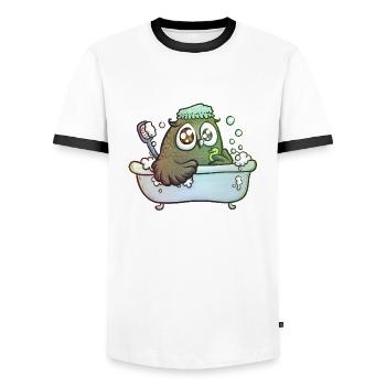 Eule in der Badewanne - Männer Kontrast-T-Shirt - Weiß/Schwarz - Vorne - AI Model Female 172 light (172cm) & AI Model Male 178 dark (178cm)