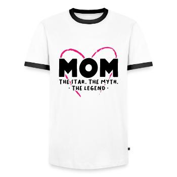 Mom the Star the Myth the Legend - Men's Ringer Shirt - white/black - Front - AI Model Female 172 light (172cm) & AI Model Male 178 dark (178cm)
