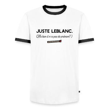 Juste Leblanc t-shirt diner humour - T-shirt contrasté Homme - blanc/noir - Devant - AI Model Female 172 light (172cm) & AI Model Male 178 dark (178cm)