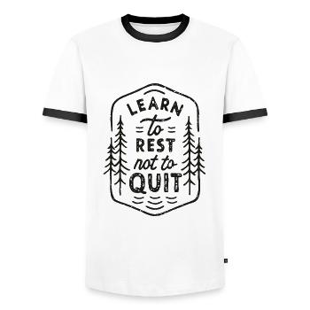 Learn to rest not to quit - Men's Ringer Shirt - white/black - Front - AI Model Female 172 light (172cm) & AI Model Male 178 dark (178cm)