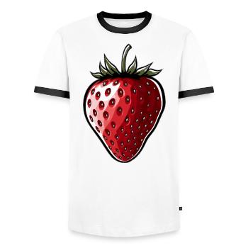 Fraise - T-shirt contrasté Homme - blanc/noir - Devant - AI Model Female 172 light (172cm) & AI Model Male 178 dark (178cm)