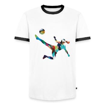 Soccer ,Joueur de soccer, Soccer féminin,graffiti - T-shirt contrasté Homme - blanc/noir - Devant - AI Model Female 172 light (172cm) & AI Model Male 178 dark (178cm)