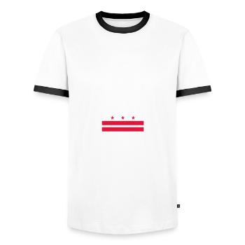 Washington DC - Männer Kontrast-T-Shirt - Weiß/Schwarz - Vorne - AI Model Female 172 light (172cm) & AI Model Male 178 dark (178cm)