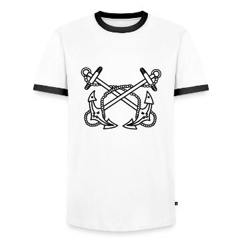 Anker - Männer Kontrast-T-Shirt - Weiß/Schwarz - Vorne - AI Model Female 172 light (172cm) & AI Model Male 178 dark (178cm)