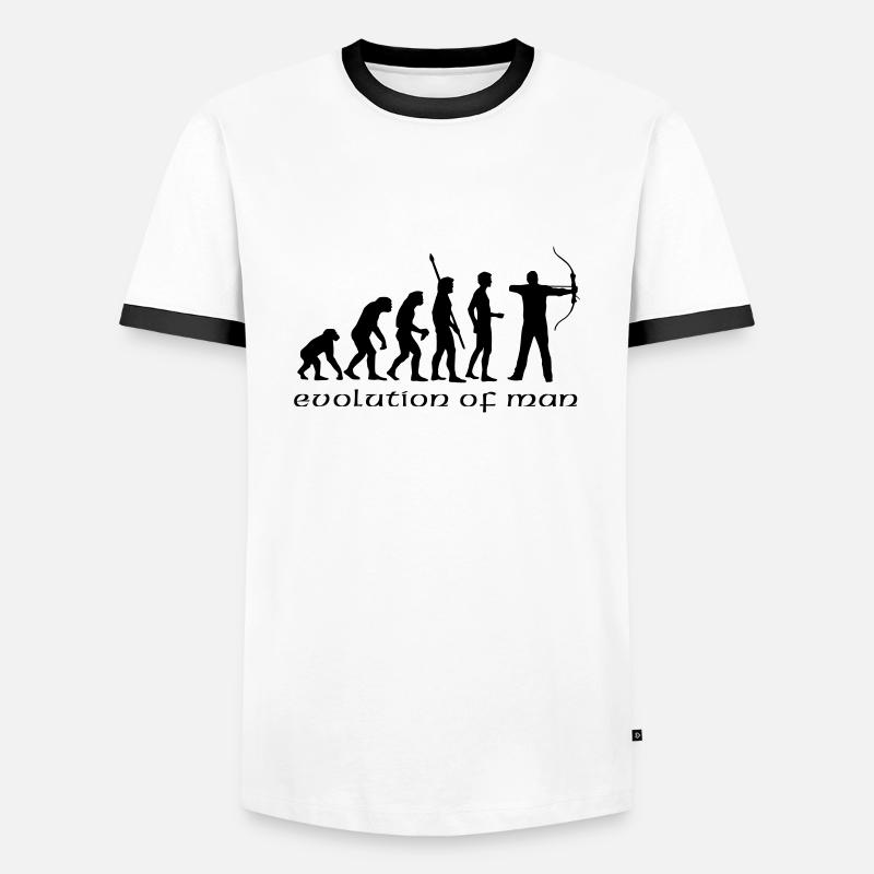 evolution_bogenschiessen_b - Men's Ringer Shirt - white/black
