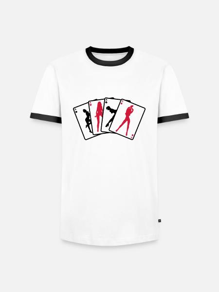 Strippoker - Männer Kontrast-T-Shirt - Weiß/Schwarz
