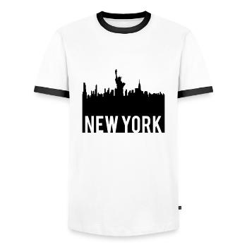 New York city Skyline - Männer Kontrast-T-Shirt - Weiß/Schwarz - Vorne - AI Model Female 172 light (172cm) & AI Model Male 178 dark (178cm)