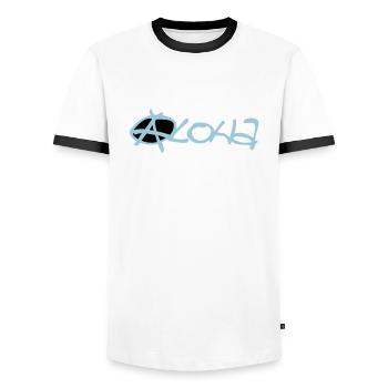 aloha - Men's Ringer Shirt - white/black - Front - AI Model Female 172 light (172cm) & AI Model Male 178 dark (178cm)