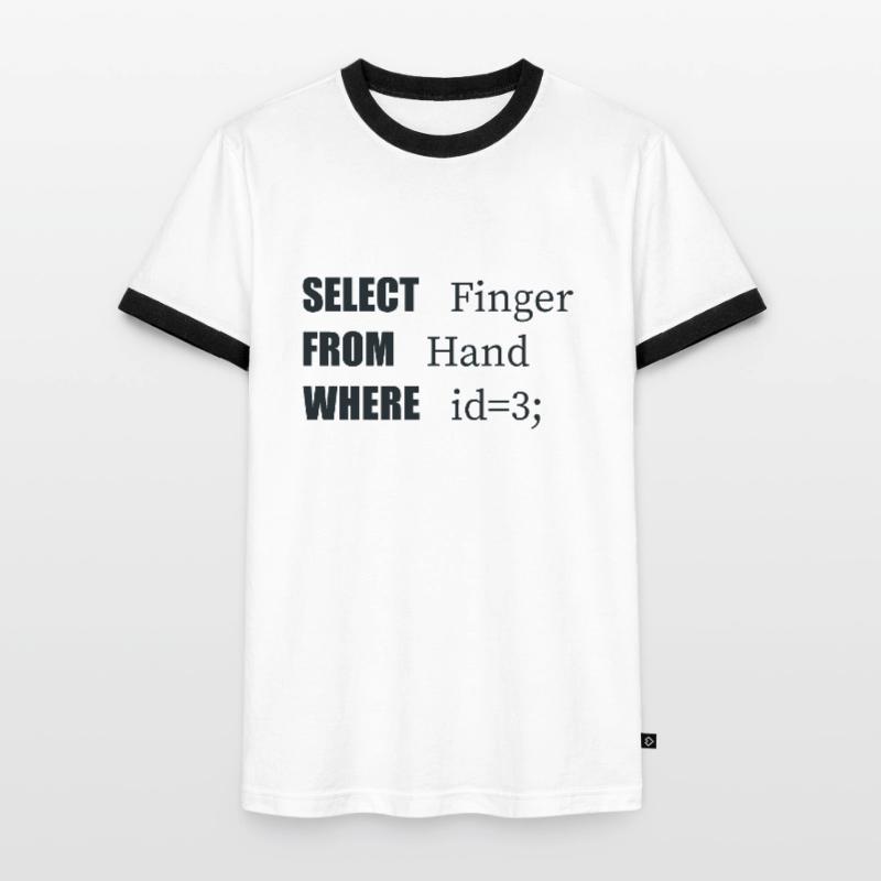 Doigt de sélection à la main, code amusant. Langage des codeurs T-shirt contrasté Homme