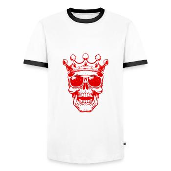 Fête de la couronne du crâne - T-shirt contrasté Homme - blanc/noir - Devant - AI Model Female 172 light (172cm) & AI Model Male 178 dark (178cm)