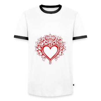 Tatouage de symbole de coeur - T-shirt contrasté Homme - blanc/noir - Devant - AI Model Female 172 light (172cm) & AI Model Male 178 dark (178cm)