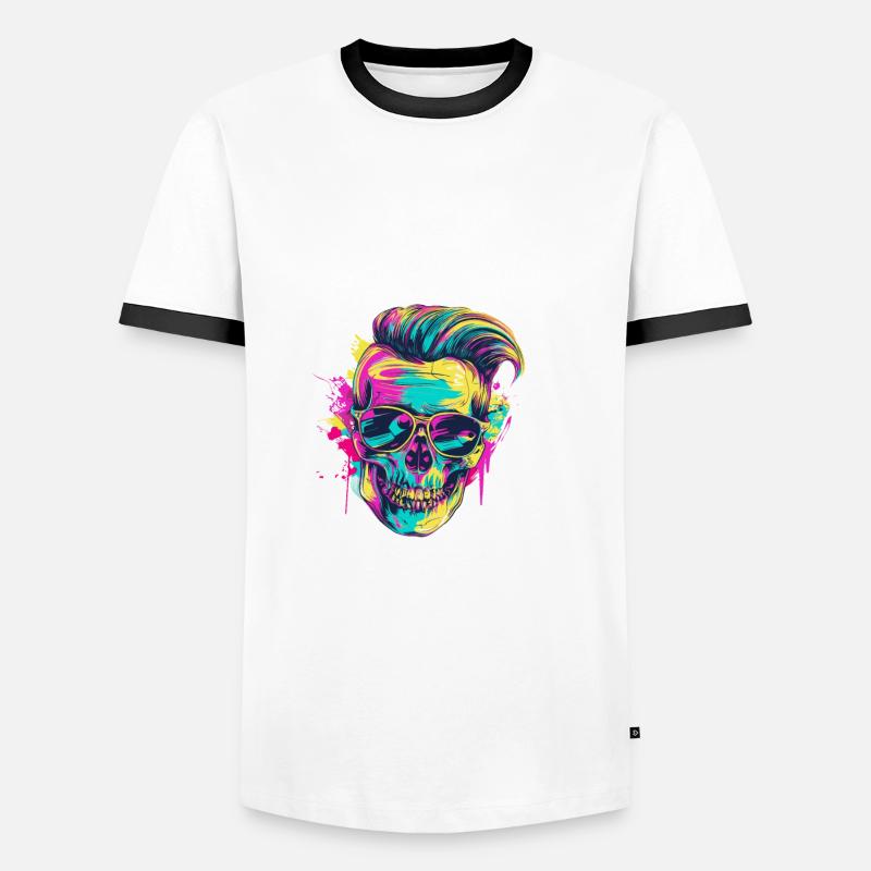Techno Skull Party Hairstyle - Men's Ringer Shirt - white/black