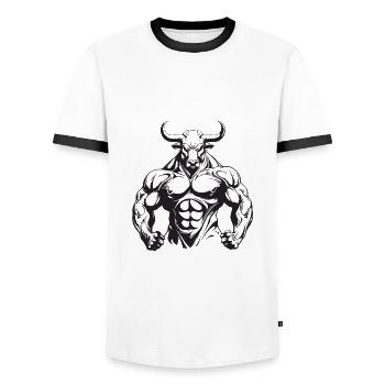 Bulle Muskeln Stier Gym Bodybuilding - Männer Kontrast-T-Shirt - Weiß/Schwarz - Vorne - AI Model Female 172 light (172cm) & AI Model Male 178 dark (178cm)