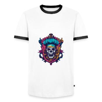 Crâne Squelette Chef - T-shirt contrasté Homme - blanc/noir - Devant - AI Model Female 172 light (172cm) & AI Model Male 178 dark (178cm)