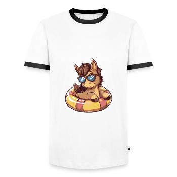 Pferd Sommer Comic - Männer Kontrast-T-Shirt - Weiß/Schwarz - Vorne - AI Model Female 172 light (172cm) & AI Model Male 178 dark (178cm)