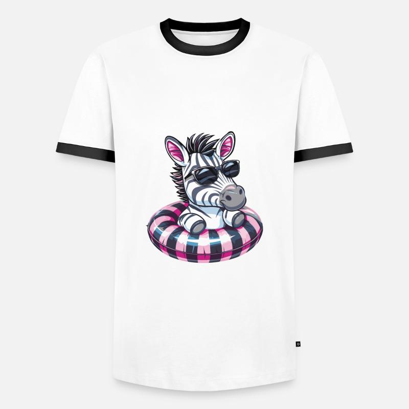 Zebra Sommer Comic - Männer Kontrast-T-Shirt - Weiß/Schwarz