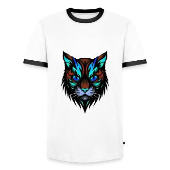 Cat Portrait Colorful - Men's Ringer Shirt - white/black - Front - AI Model Female 172 light (172cm) & AI Model Male 178 dark (178cm)