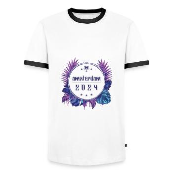 Amsterdam 2024 - Männer Kontrast-T-Shirt - Weiß/Schwarz - Vorne - AI Model Female 172 light (172cm) & AI Model Male 178 dark (178cm)