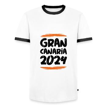 Gran Canaria 2024 - Männer Kontrast-T-Shirt - Weiß/Schwarz - Vorne - AI Model Female 172 light (172cm) & AI Model Male 178 dark (178cm)