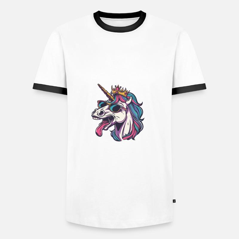 Einhorn Comic - Männer Kontrast-T-Shirt - Weiß/Schwarz