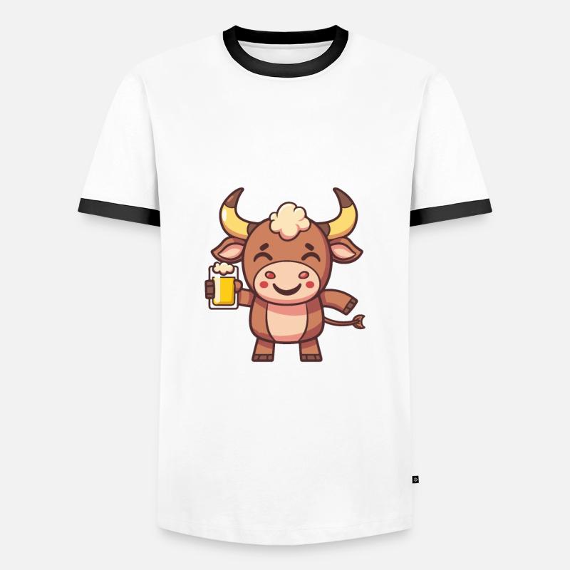 Stier Bier Comic Party - Männer Kontrast-T-Shirt - Weiß/Schwarz