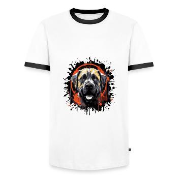 Portrait de chien Kangal - T-shirt contrasté Homme - blanc/noir - Devant - AI Model Female 172 light (172cm) & AI Model Male 178 dark (178cm)