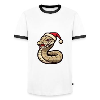 Snake Cobra Christmas - Men's Ringer Shirt - white/black - Front - AI Model Female 172 light (172cm) & AI Model Male 178 dark (178cm)