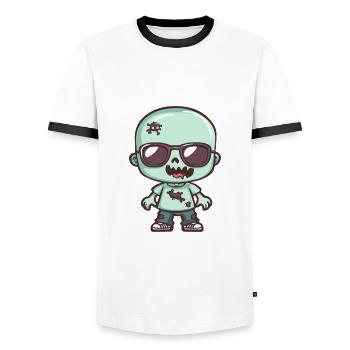 Zombie Halloween - Men's Ringer Shirt - white/black - Front - AI Model Female 172 light (172cm) & AI Model Male 178 dark (178cm)