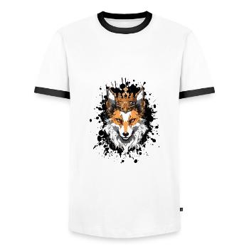 Tête de renard Portrait Couronne - T-shirt contrasté Homme - blanc/noir - Devant - AI Model Female 172 light (172cm) & AI Model Male 178 dark (178cm)