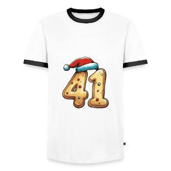 41 Zahl Weihnachten - Männer Kontrast-T-Shirt - Weiß/Schwarz - Vorne - AI Model Female 172 light (172cm) & AI Model Male 178 dark (178cm)