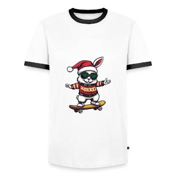 Bunny Christmas Funny - Men's Ringer Shirt - white/black - Front - AI Model Female 172 light (172cm) & AI Model Male 178 dark (178cm)
