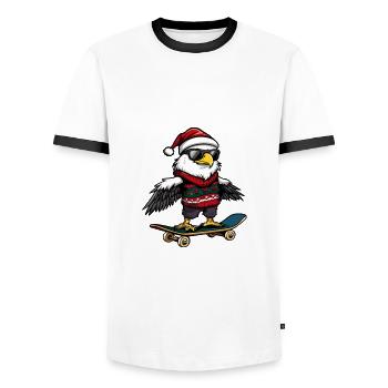 Eagle Christmas Funny - Men's Ringer Shirt - white/black - Front - AI Model Female 172 light (172cm) & AI Model Male 178 dark (178cm)